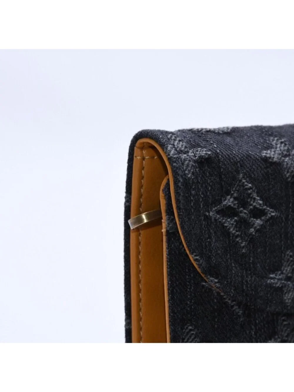 Louis Vuitton Monogram Denim Portefeuille Amelia Trifold Wallet Black Yellow